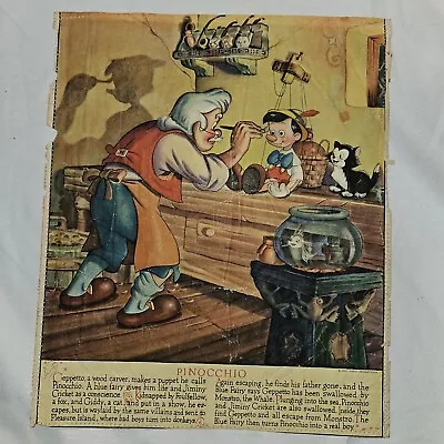 1942 Nov Canvas Art Morrell Morrell's Walt Disney Calendar Pinocchio & Geppetto • $40