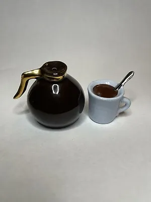 Vintage Arcadia Miniature Coffee Pot & Mug Salt And Pepper Shakers • $50