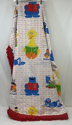 Vintage Sesame Street 1970's Twin Flat Sheet Alphabet ABC's With Red Fringe • £24.82