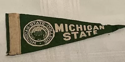 Vintage 1940’s Michigan State College Green & White Mini Pennant Banner Flag • $19.95