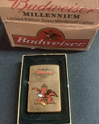 $99.99 • Buy Zippo 1999 Budweiser Millennium Limited Edition Brass  In Box K22