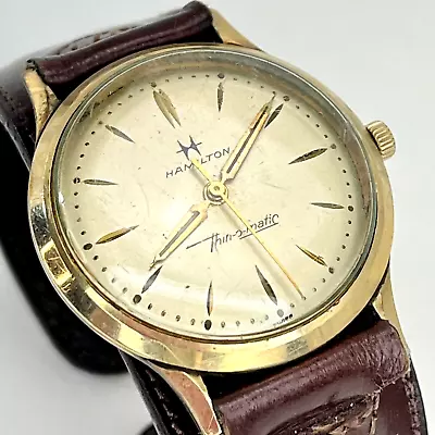 Vintage HAMILTON Thin O Matic Wrist Watch Men's 1960’s Gold Filled Swiss Manual • $150