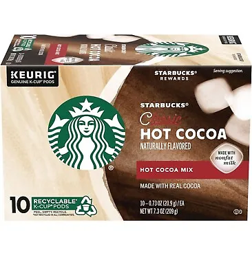 Starbucks Classic Real Hot Cocoa Mix Naturally Flavored 10 K-cups Non-Fat Milk • $14.99