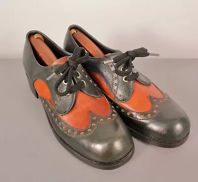 Men's VTG 70s 2 Tone Brown & Black Lace Up Shoes Sz 9 D 70s Disco Winthrop • $119.99