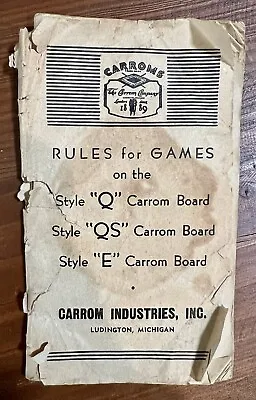 Vintage Carrom Board Rules For Game Booklet Style Q Style QS Style E Rare • $22.22