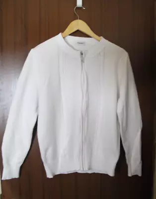 $7.34 • Buy DAMART - Ladies Size 12-14 Autumn Winter Long Sleeved Zip Up White Jumper