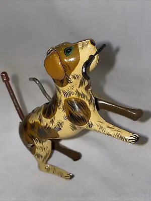 Antique Alps Japan Tin Wind Up Toy Dog With Cane In Mouth Works • $49.99