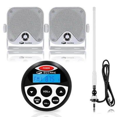 $94.99 • Buy Marine Waterproof Bluetooth Stereo With Speakers And Boat FM AM Radio Antenna 
