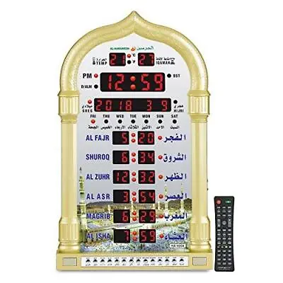 AL-HARAMEEN Azan ClockLed Prayer Clock Wall ClockRead Home/Office/Mosque • $80.79