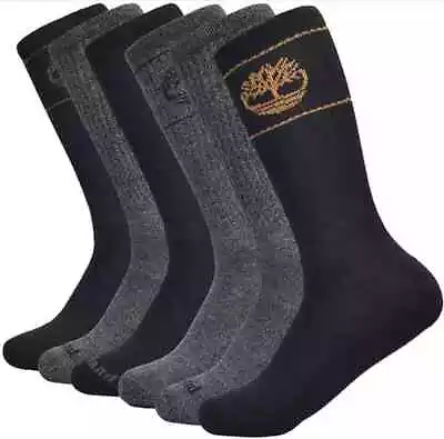 6-Pairs Timberland Men's Performance Cushioned Crew Length Socks Size 6-12 • $15.40