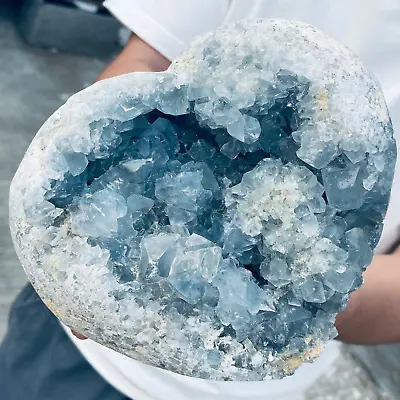 5.72LB Large Natural Blue Celestite Crystal Geode Quartz Cluster Mineral Specime • $26