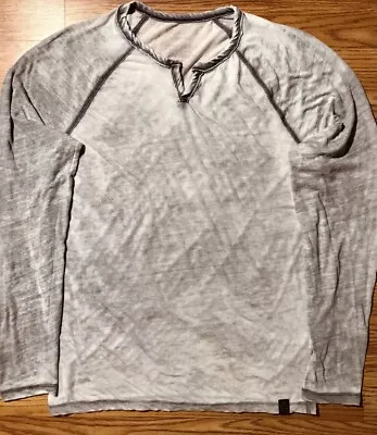 Lucky Brand Venice Burnout Shirt Men's S Faded Gray Long Sleeve V Neck Henley • $14.99