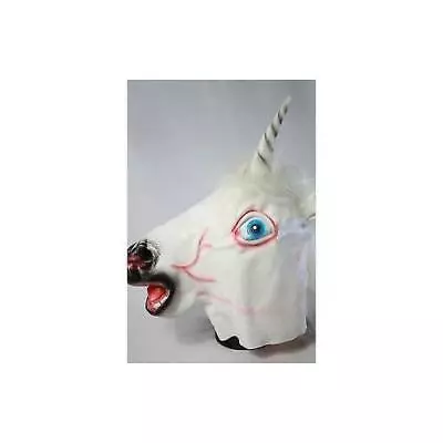 Unicorn Horse Head Mask Rubber Latex Panto Creepy Fancy Dress Costume Halloween • £11.49