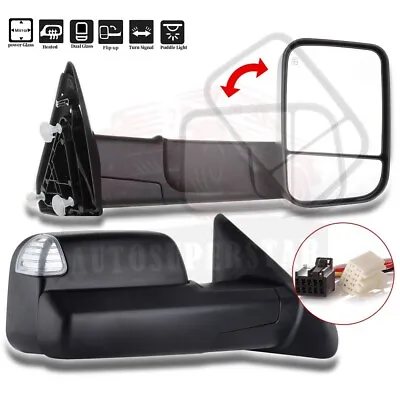 Power Side Mirrors Tow Heated Signal Puddle For Ram 1500 2500 3500 2016-2017 • $136.79