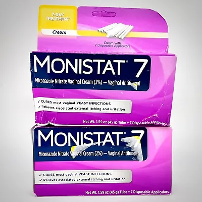 Monistat 7 Vaginal Antifungal Cream Applicators Damaged 2PKx 1.59oz Exp 4/25+ • $23
