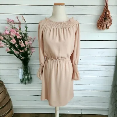 NEW Women's Anthropologie Mika Mindel Blush Pink Bridal LS Dress SZ SM NWT $189 • $29.99