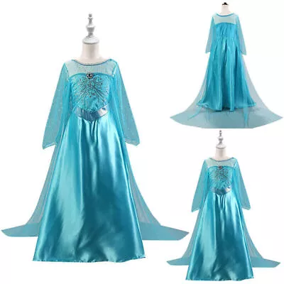 Girls Ice Queen Princess Elsa Party Dress Up Costume Halloween Cosplay Clothes ↑ • £16.39