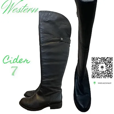 Gabriella Rocha Cider Black Leather Full Zip High Riding Boots Western  Size 7M • $30