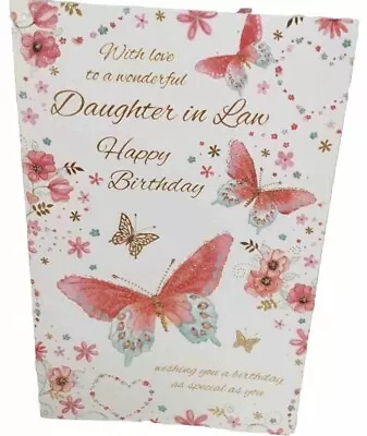 Daughter-In-Law Birthday Card Large Card 10 X 6” Butterflies And Flowers & Verse • £3.29