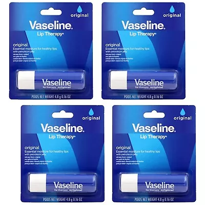 Vaseline Lip Therapy Care Original Fast-Acting Nourishment 0.16 Ounce Pack Of 4 • $11.49