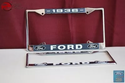 1936 Ford Car Pick Up Truck Front Rear License Plate Holder Chrome Frames New • $54.13