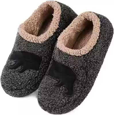 Men's Fuzzy Socks Slippers Soft Sole Sherpa Fleece Non-Slip Indoor House Shoes • $17.94