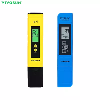 VIVOSUN Digital PH & 3-in-1 TDS Meter Tester Pen Kit Aquarium Water Pool Monitor • $22.79