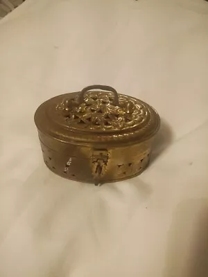 Vintage Brass Trinket Potpourri Box 6.5 X 4.75 X 3.25 Made In India • $2
