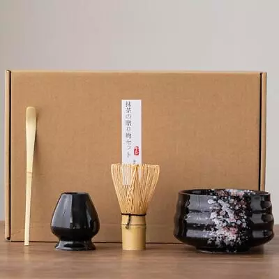 4pc Japanese Matcha Bowl Scoop 100 Whisk Tea Ceremony Set • $22.54