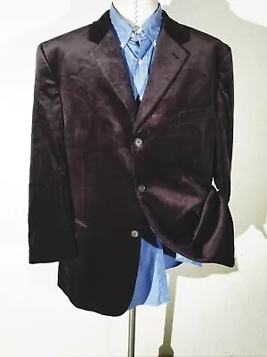 Alfani 48R Brown Velvet Velour Dinner Smoking Blazer Jacket Sport Coat • $134.96