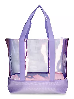 Multifunctional Fashion Women's Vinyl Beach Tote Bag With Mesh Bottom Strap Bag • $17.19