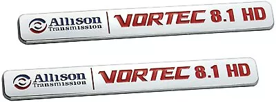 2X ALLISON TRANSMISSION 8.1 HD VORTEC EMBLEMS BADGES (Chrome Red) • $16.99