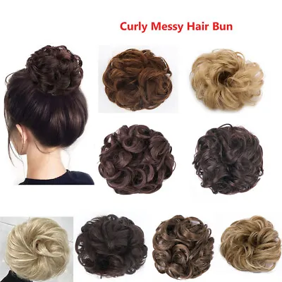 £3.25 • Buy Curly Messy Hair Bun Piece Updo Scrunchie Fake Natural Bobble Hair Extensions UK