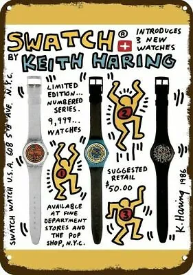 $24.99 • Buy 1986 KEITH HARING SWATCH Art Vintage-Look-Edge **DECORATIVE REPLICA METAL SIGN**