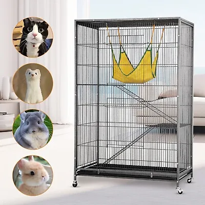 142 Cm Extra Large Metal Portable Rolling Pet Cat Ferret House Cage Enclosure • £79.99