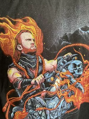 $14 • Buy Flaming Motorcycle Rider Skulls T Shirt Men’s Size XL Good Used Condition