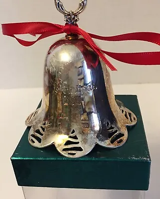 TOWLE Silversmiths Silver-Plated Annual Christmas Bell W/Red Ribbon 2001 EUC Box • $14