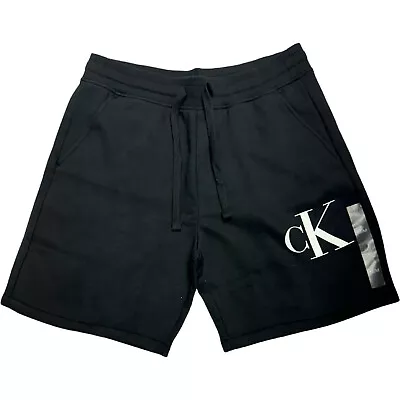 Shorts Mens ML Calvin Klein NEW Black Cotton Logo Fleece Monogram Pockets NWT • $28.99