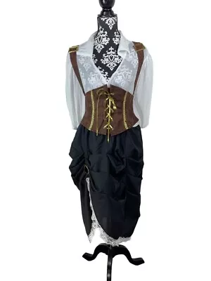 Victorian Steampunk Dress  W Corset Suspenders Costume Cosplay Women Large 10 12 • $22.95