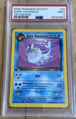 $45 • Buy 2000 Pokemon 1st Edition Rocket #45 Dark Vaporeon PSA 9 MINT