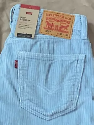 NEW ! Men's Levi's 505 Regular Fit Light Blue 32 X 32 Thick Corduroy Jeans • $52.99