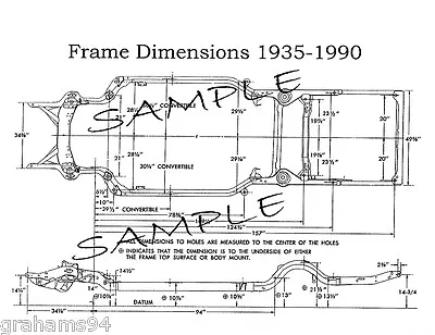 1970 Monte Carlo NOS Frame Dimensions Front Wheel  Alignment  Specs • $9.95