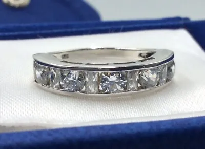 Stunning Sterling Silver 925 Sparkling Baguette And Round Cz Ladies Ring Size Q • £24.99