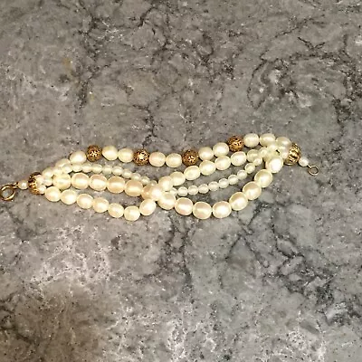 Vintage Multi-Strand Simulated Pearl Bracelet 8  Elegant Looking! • $17.93