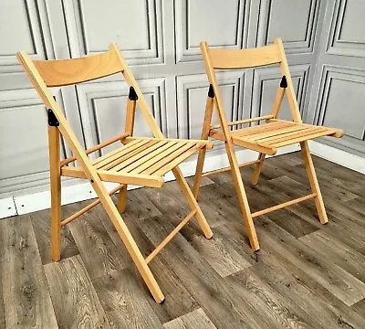 Vintage Pair X2 Wooden Folding Director Deck Chairs Habitat ? Aldo Jacober Style • £69.99