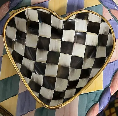 Mackenzie Childs Courtly Check Large Ceramic Heart Bowl ~New~Retired • $259