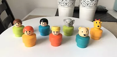 7 X Vintage Shelcore Little People Animal Figures Toys Ride Along Chunky Used • $24.99