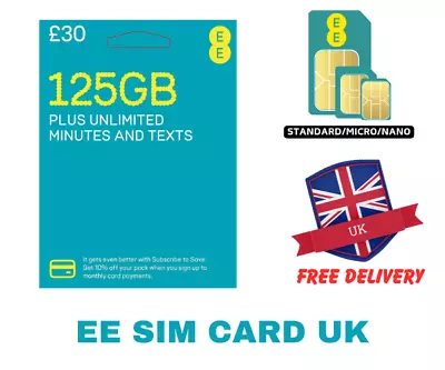 EE SIM Card PAYG Nano/Micro/Standard TRIO SIM CARD Pay As You Go Ee/ee UK • £0.99