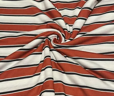 Cotton Lycra Jersey Stretch Stripe Print Dress Fabric 60  Wide By The Metre • £0.99