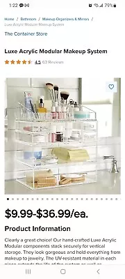 The Container Store Luxe Acrylic Modular Makeup System • $60